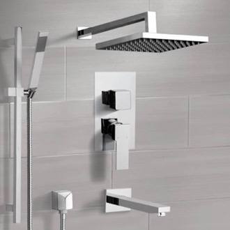 Tub and Shower Faucet Tub and Shower Faucet Set with Handheld and Rain Shower Head Remer TSR46